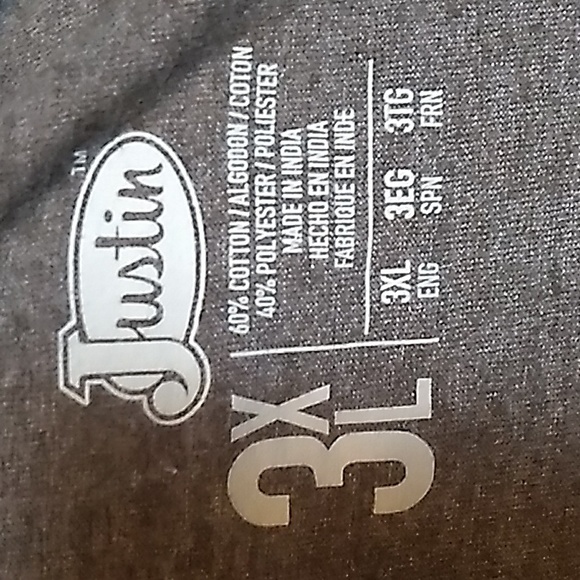 Men's NWOT Justin 3XL Cowboy shirt in gray & red. - Picture 4 of 4